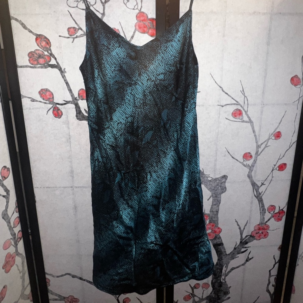 Lapis silk slip dress